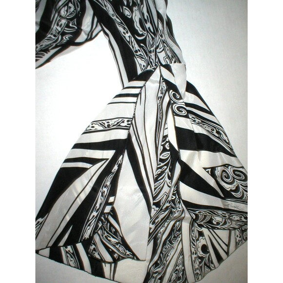 New NWT Womens 10 Italy Designer Silk Blouse Just Cavalli 46 Black White Bell - Picture 9 of 11